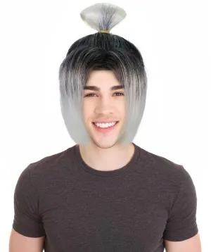 Adult Men's Anime Soccer Character Black and White Bun Wig | Perfect for Halloween | Flame retardant Synthetic Fiber