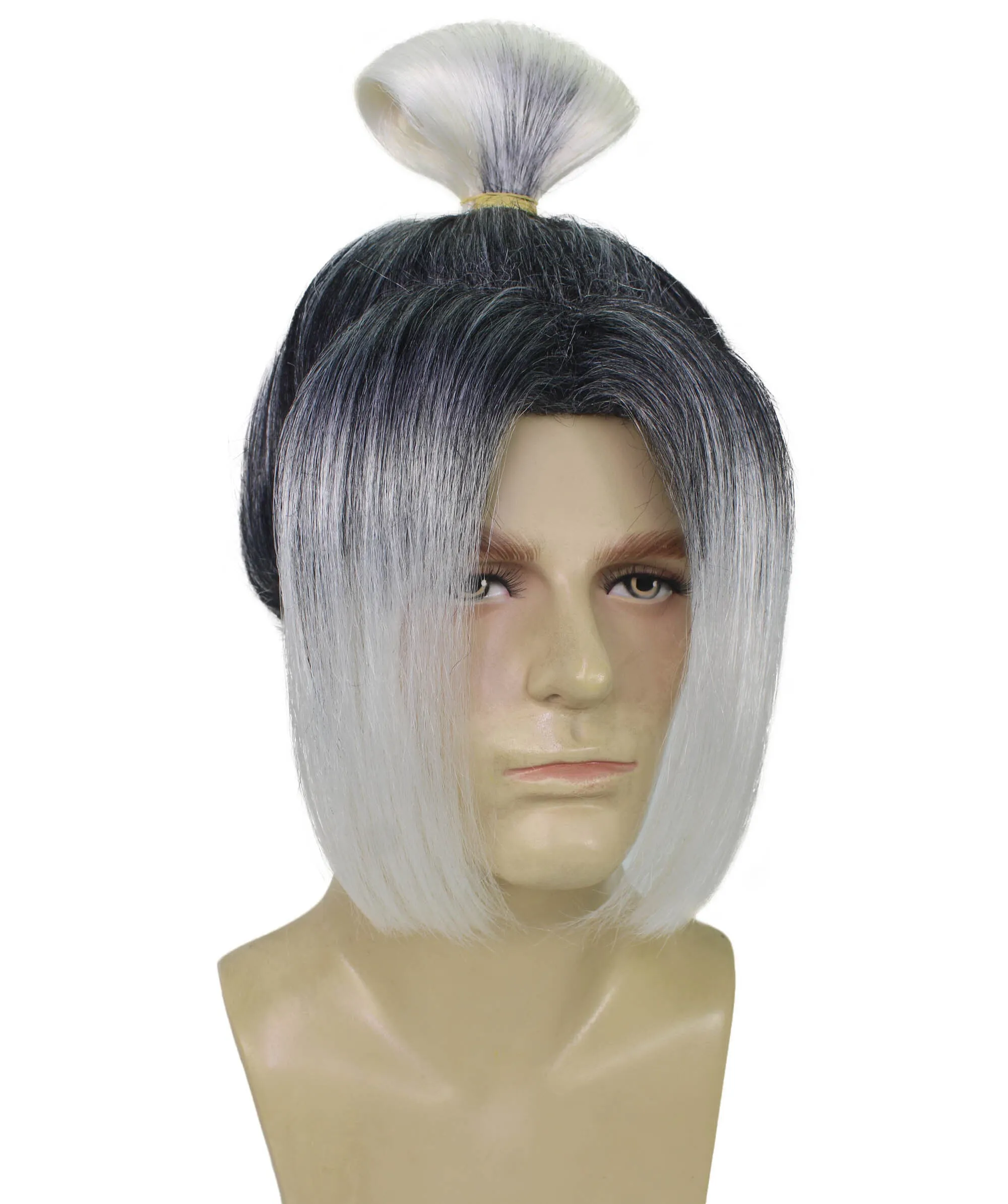 Adult Men's Anime Soccer Character Black and White Bun Wig | Perfect for Halloween | Flame retardant Synthetic Fiber