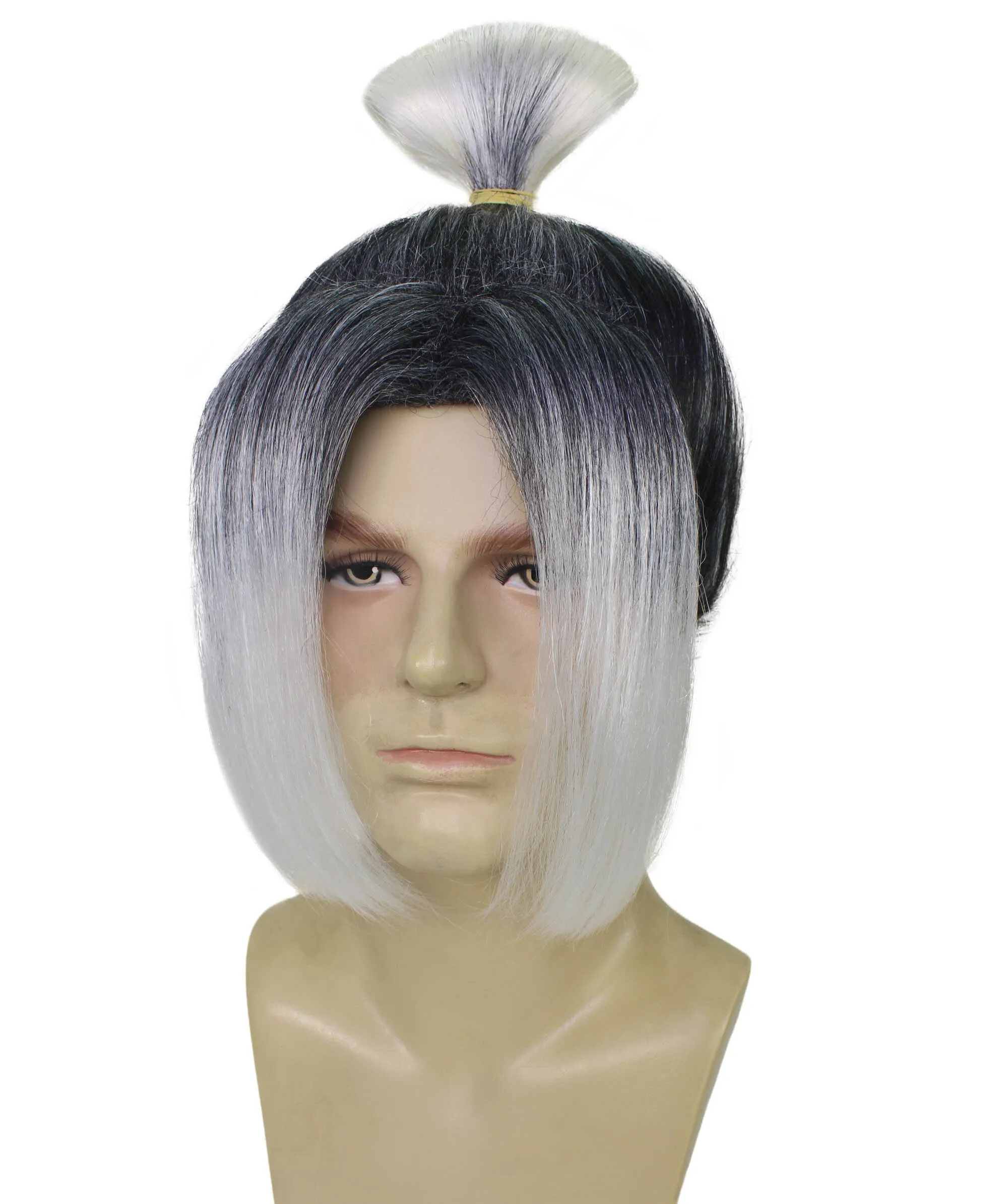 Adult Men's Anime Soccer Character Black and White Bun Wig | Perfect for Halloween | Flame retardant Synthetic Fiber