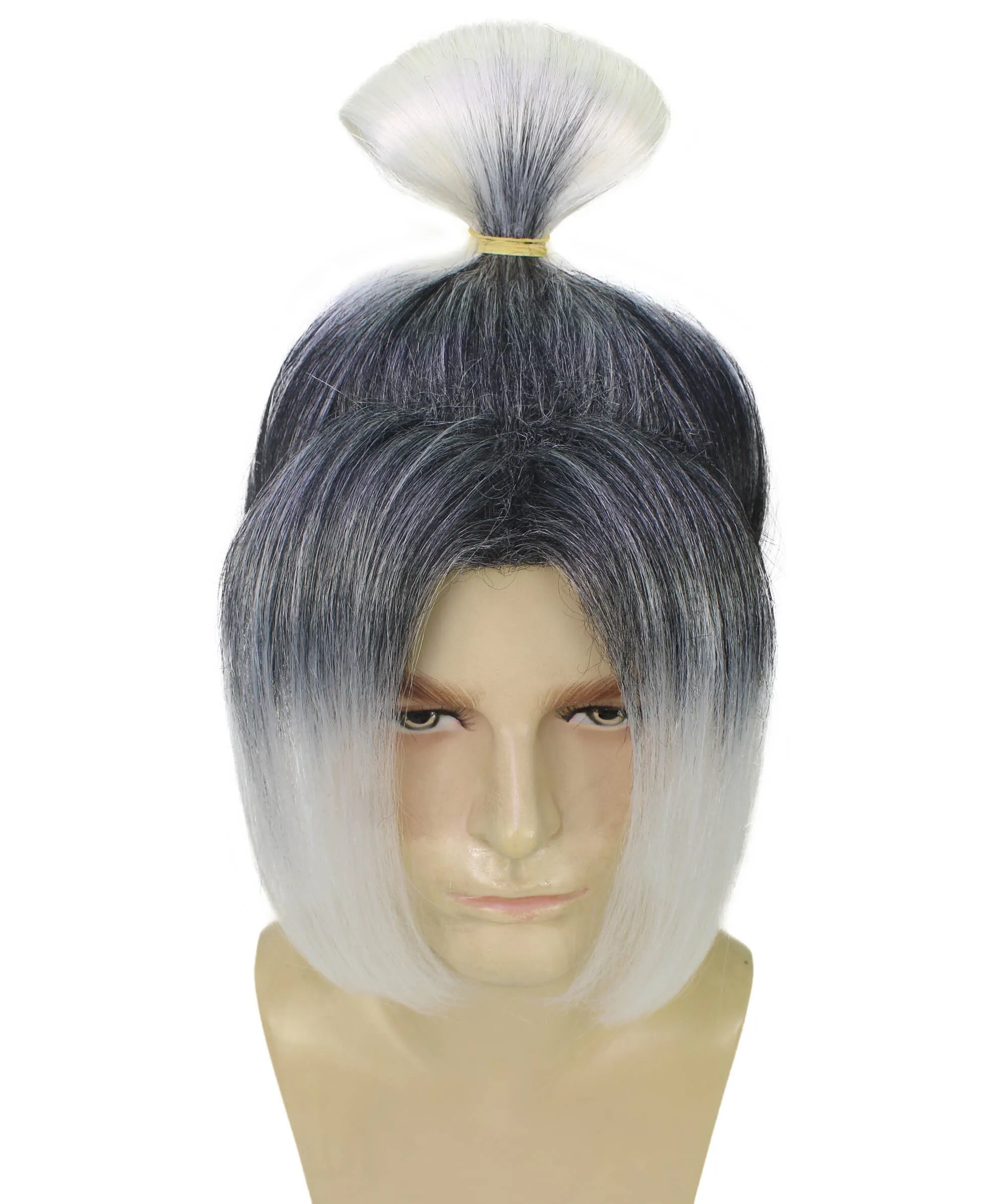 Adult Men's Anime Soccer Character Black and White Bun Wig | Perfect for Halloween | Flame retardant Synthetic Fiber