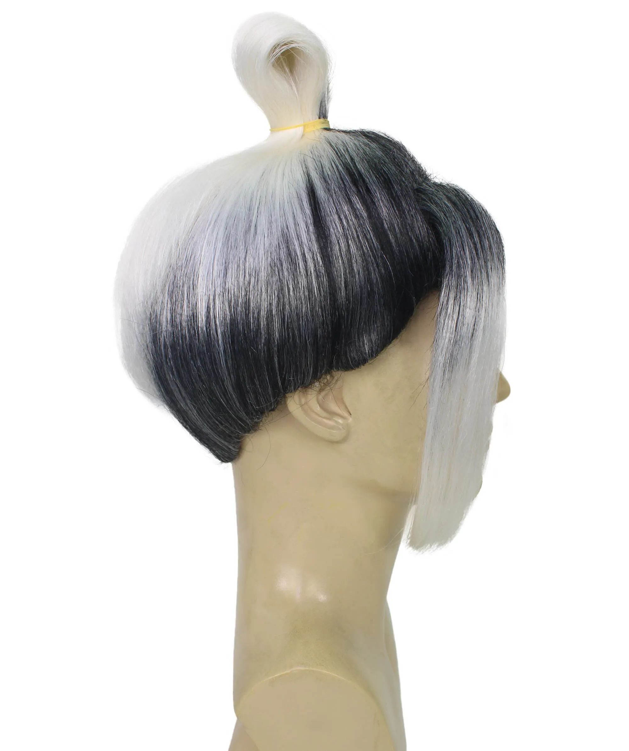 Adult Men's Anime Soccer Character Black and White Bun Wig | Perfect for Halloween | Flame retardant Synthetic Fiber