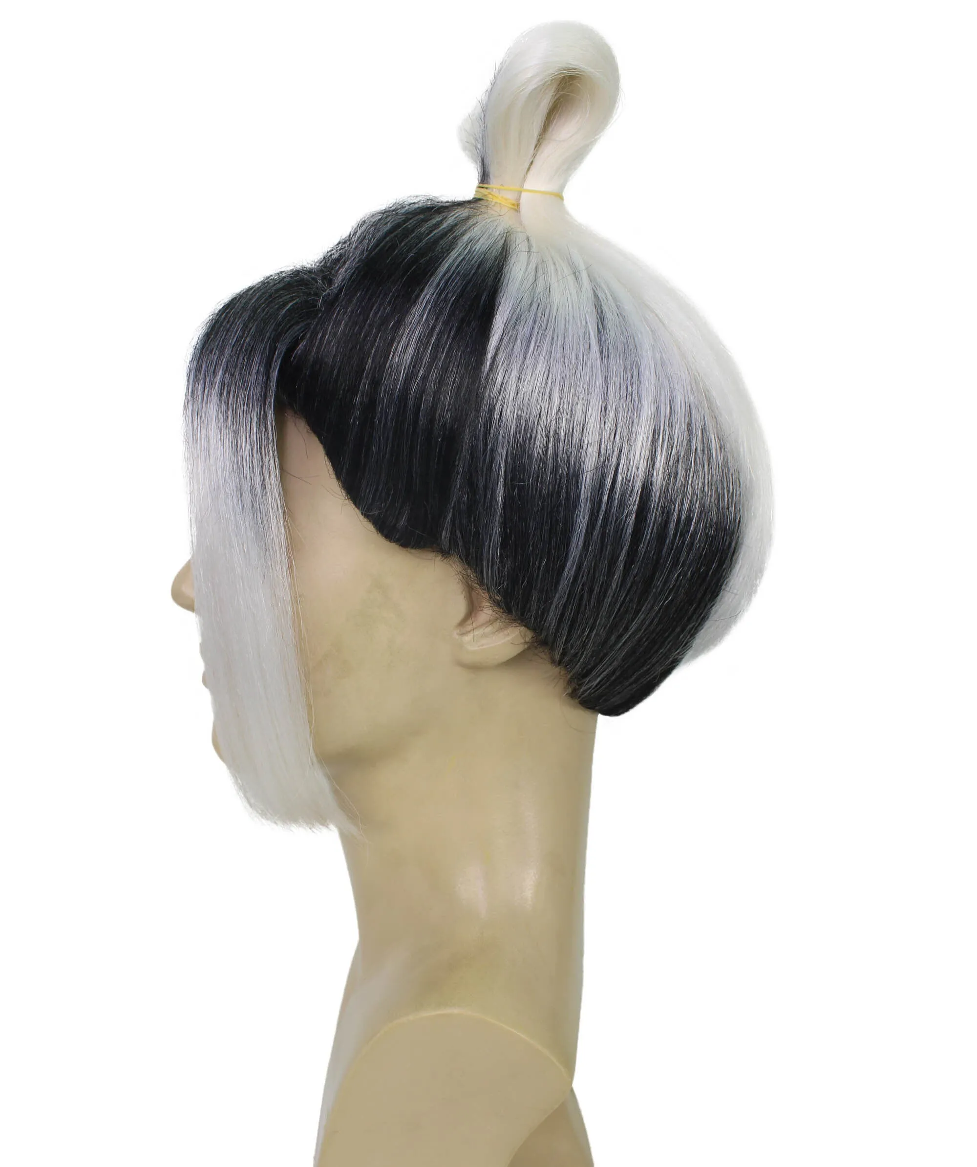 Adult Men's Anime Soccer Character Black and White Bun Wig | Perfect for Halloween | Flame retardant Synthetic Fiber