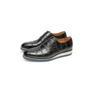 AlliLux Leather Alligator Platform Brogue Dress Shoes