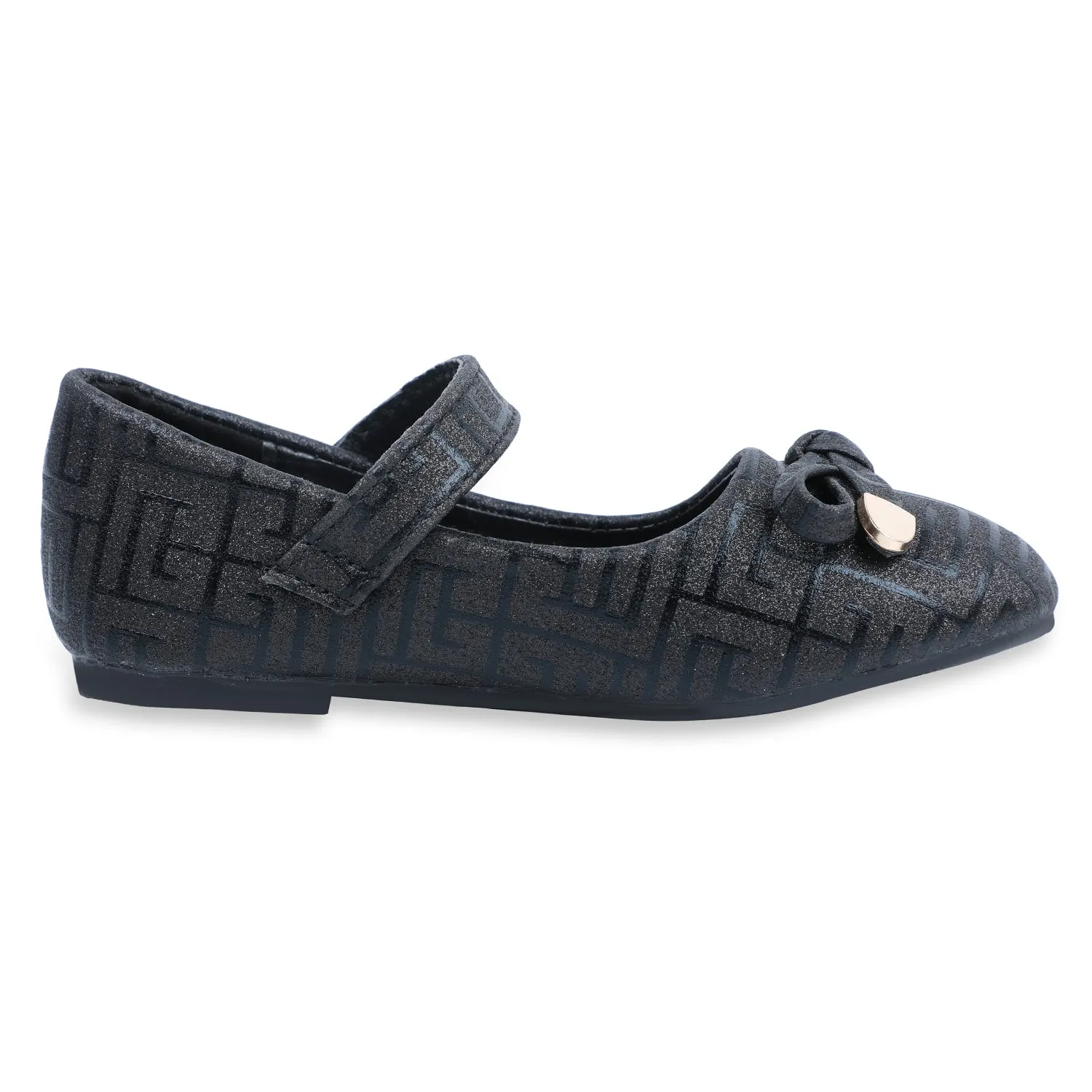 Baby Moo x Bash Kids Embellished Shimmer With Bow Mary Jane Ballerinas - Black