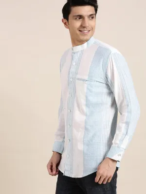 Blue Striped Khadi Men Shirt