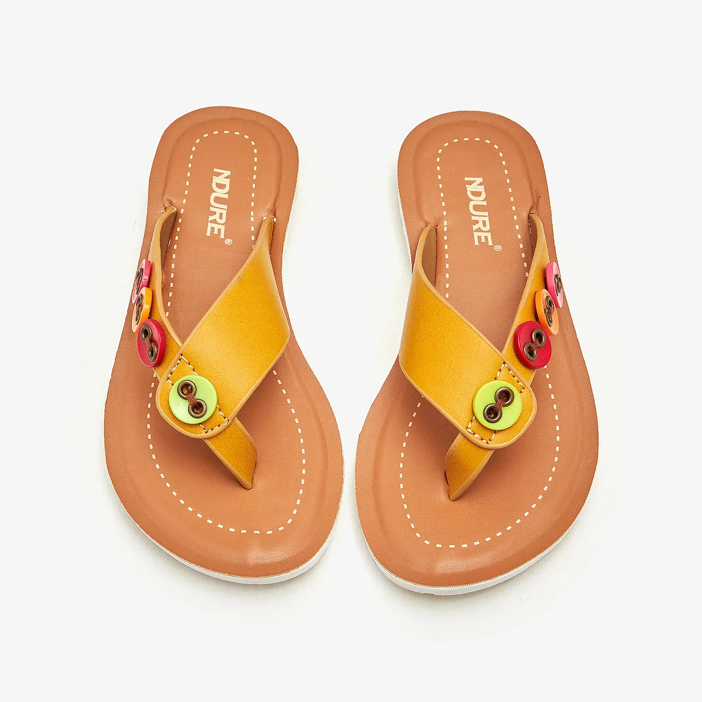 Buttoned Chappals for Girls