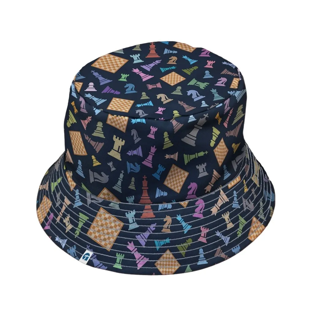 Chess Colorful Pieces Board Blue Bucket Hat