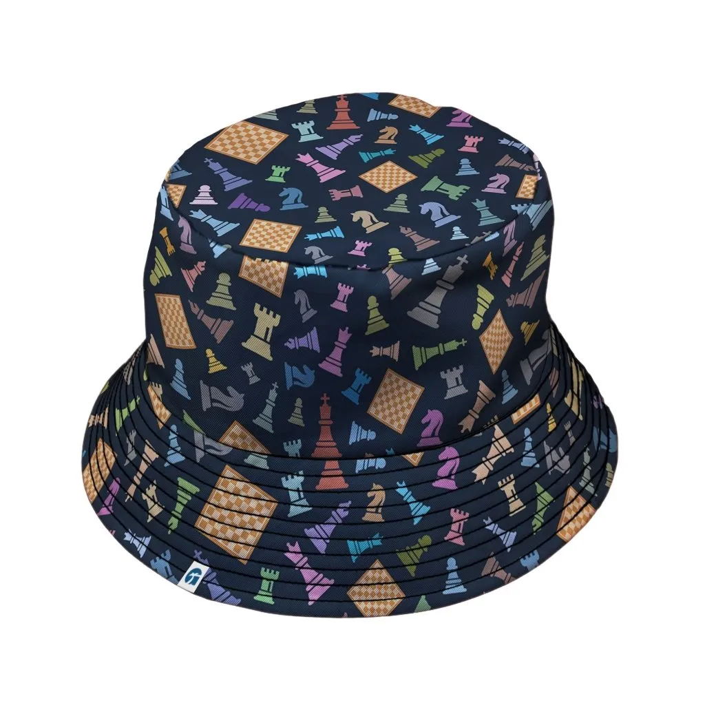 Chess Colorful Pieces Board Blue Bucket Hat