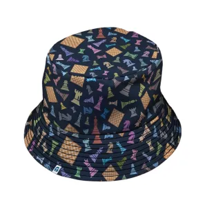 Chess Colorful Pieces Board Blue Bucket Hat