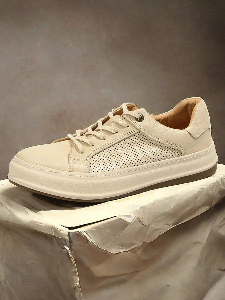 ChicLuxe Leather Lace-Up Casual Shoes