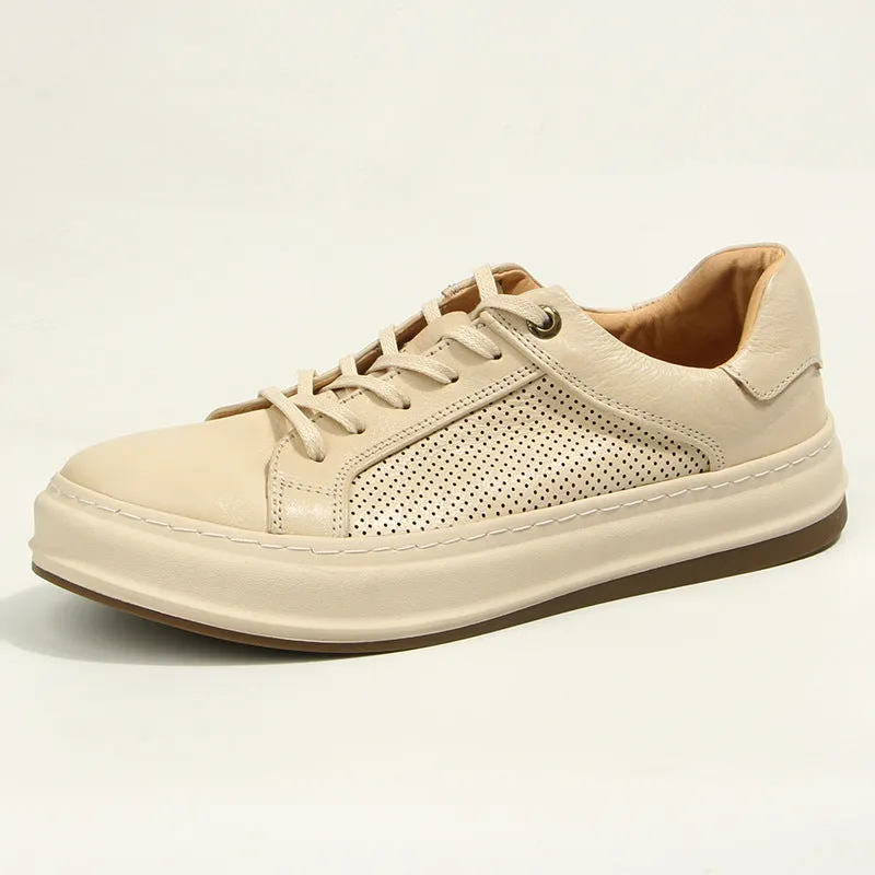 ChicLuxe Leather Lace-Up Casual Shoes