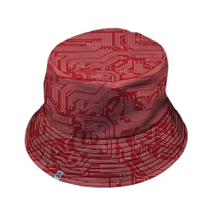 Christmas Red Computer Circuit Board Bucket Hat