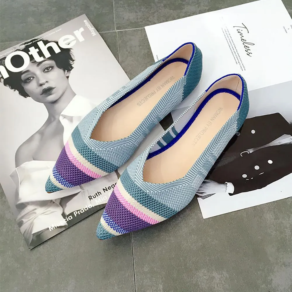 Cozy Knitted Style Pointed Toe Flat Shoes