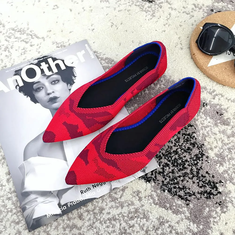 Cozy Knitted Style Pointed Toe Flat Shoes