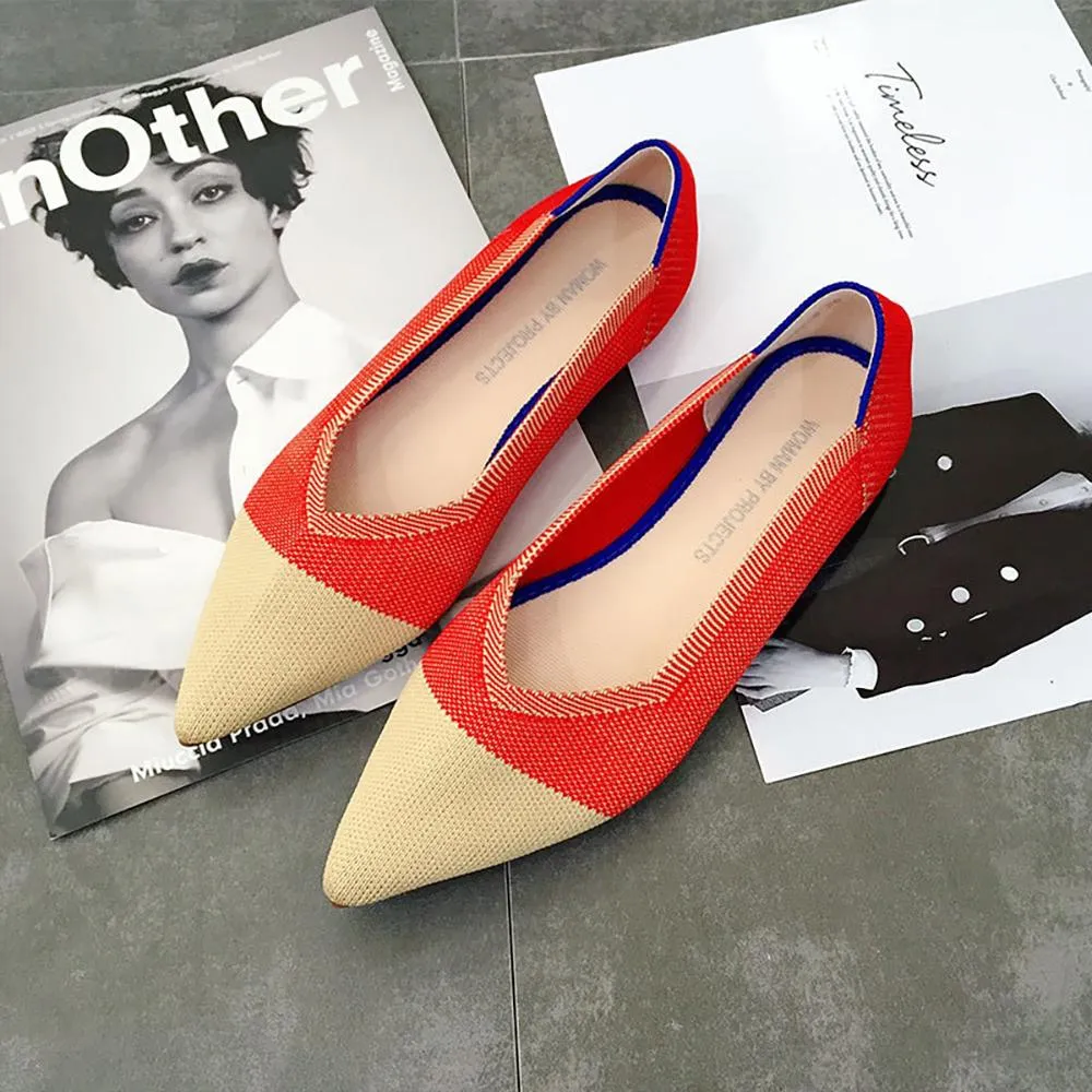 Cozy Knitted Style Pointed Toe Flat Shoes