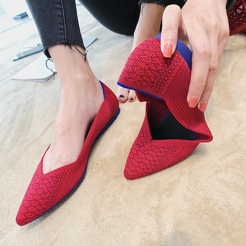 Cozy Knitted Style Pointed Toe Flat Shoes