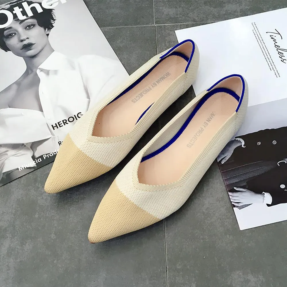 Cozy Knitted Style Pointed Toe Flat Shoes