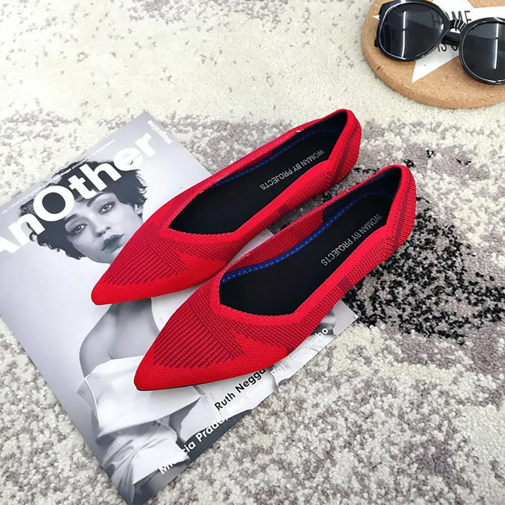 Cozy Knitted Style Pointed Toe Flat Shoes