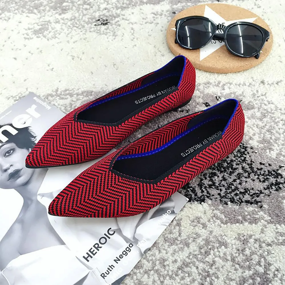 Cozy Knitted Style Pointed Toe Flat Shoes