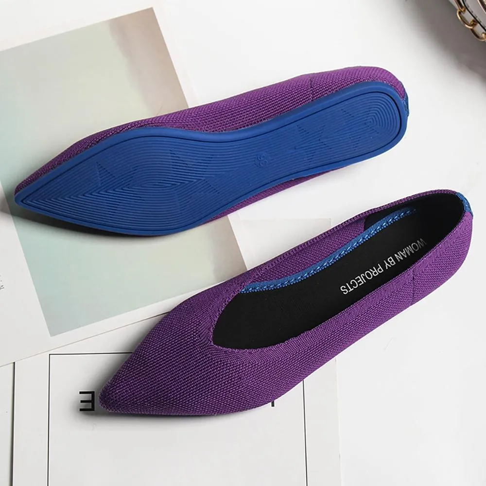 Cozy Knitted Style Pointed Toe Flat Shoes