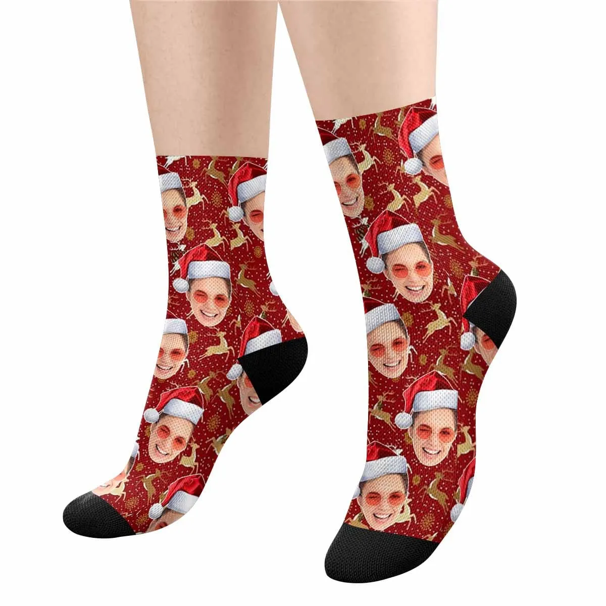 Custom Face Christmas Deer Socks