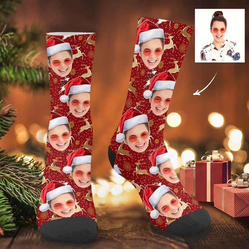 Custom Face Christmas Deer Socks