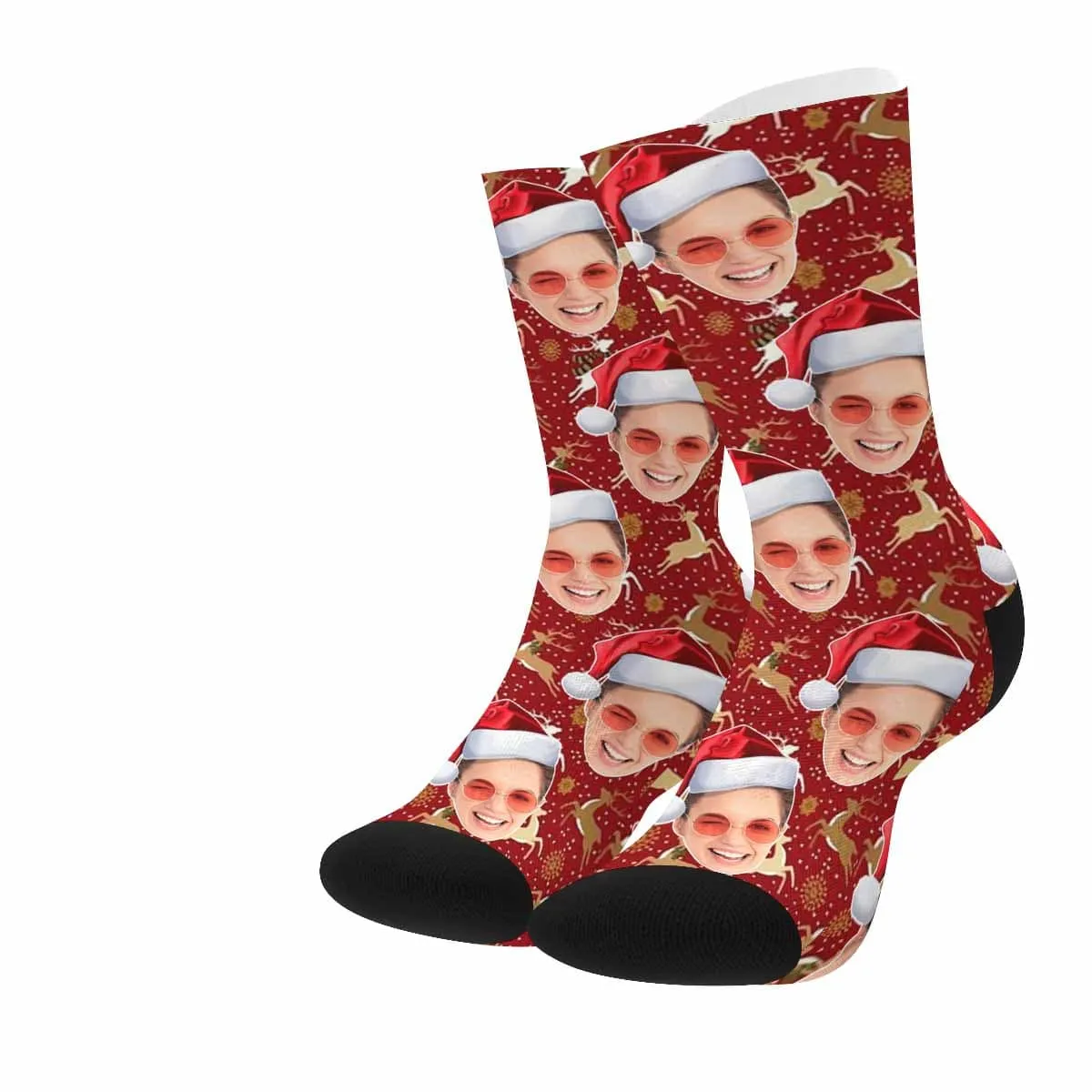 Custom Face Christmas Deer Socks