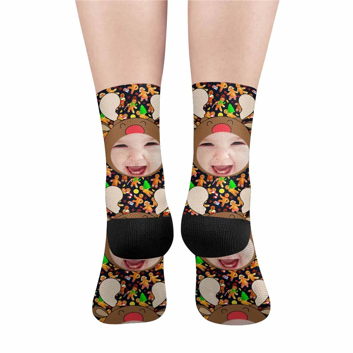 Custom Face Christmas Fawn Socks