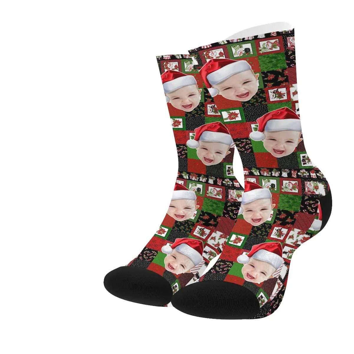 Custom Face Christmas Flower Socks