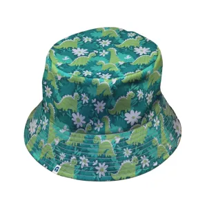 Dinosaur Smiles Flowers and Leaves Bucket Hat