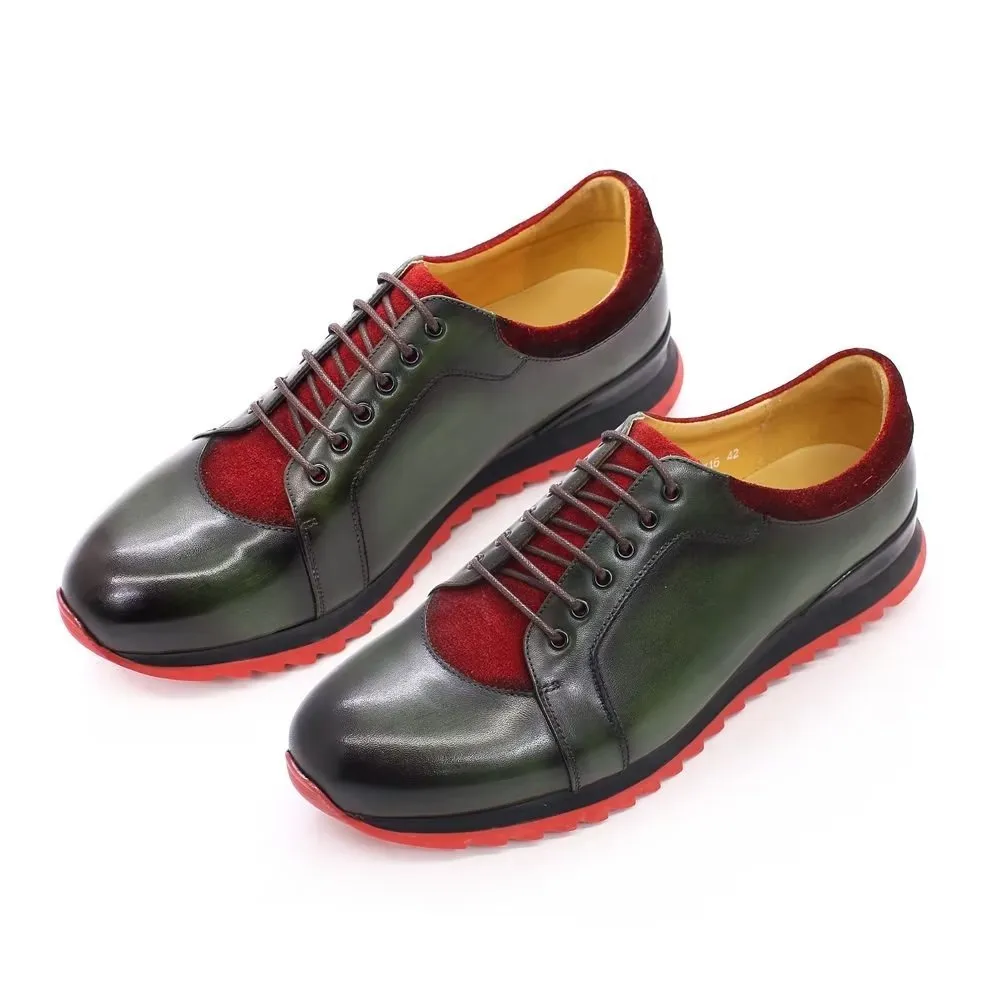 Embossed Elegant Hand-Painted Leather Casual Shoes