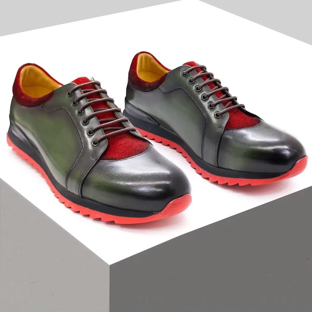 Embossed Elegant Hand-Painted Leather Casual Shoes