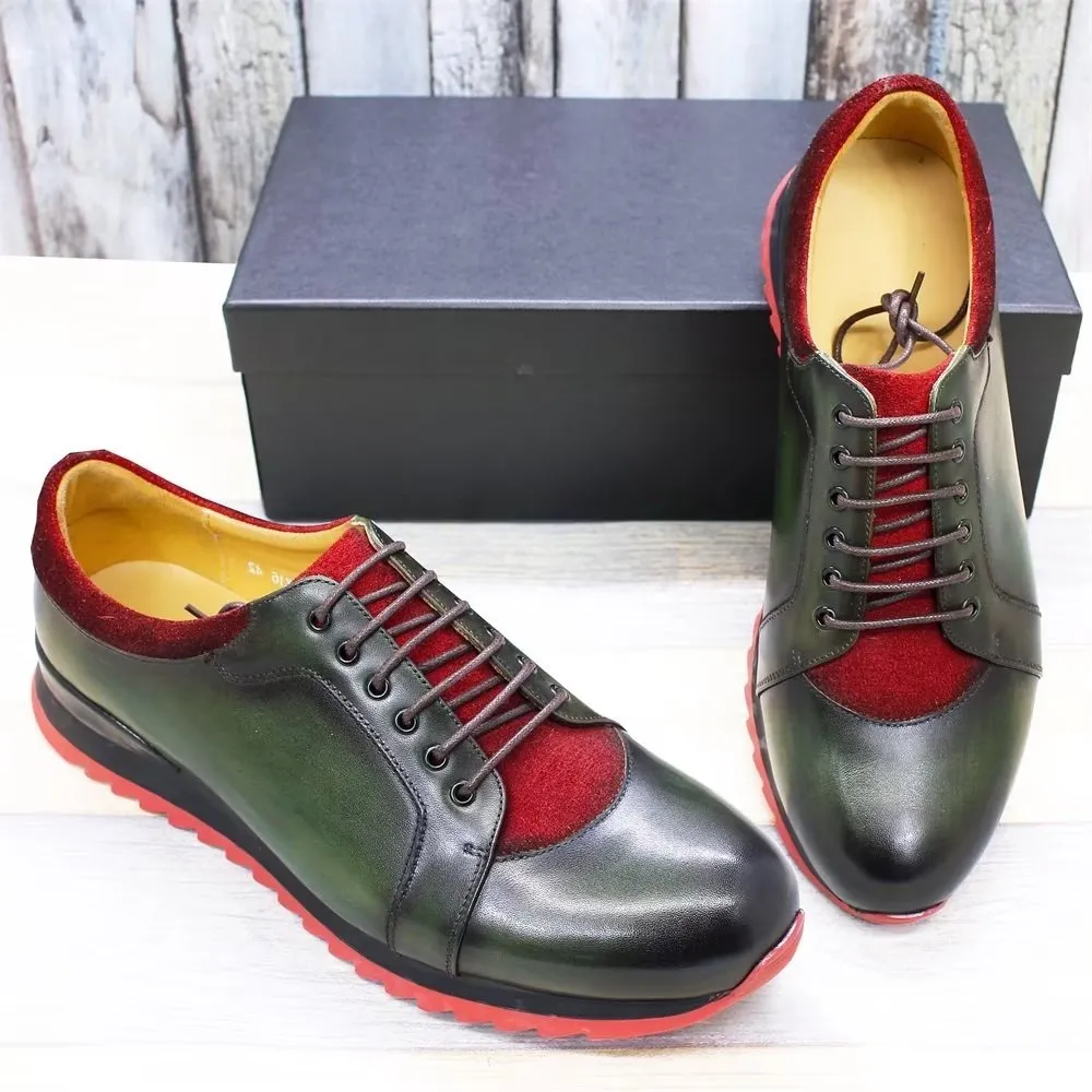 Embossed Elegant Hand-Painted Leather Casual Shoes