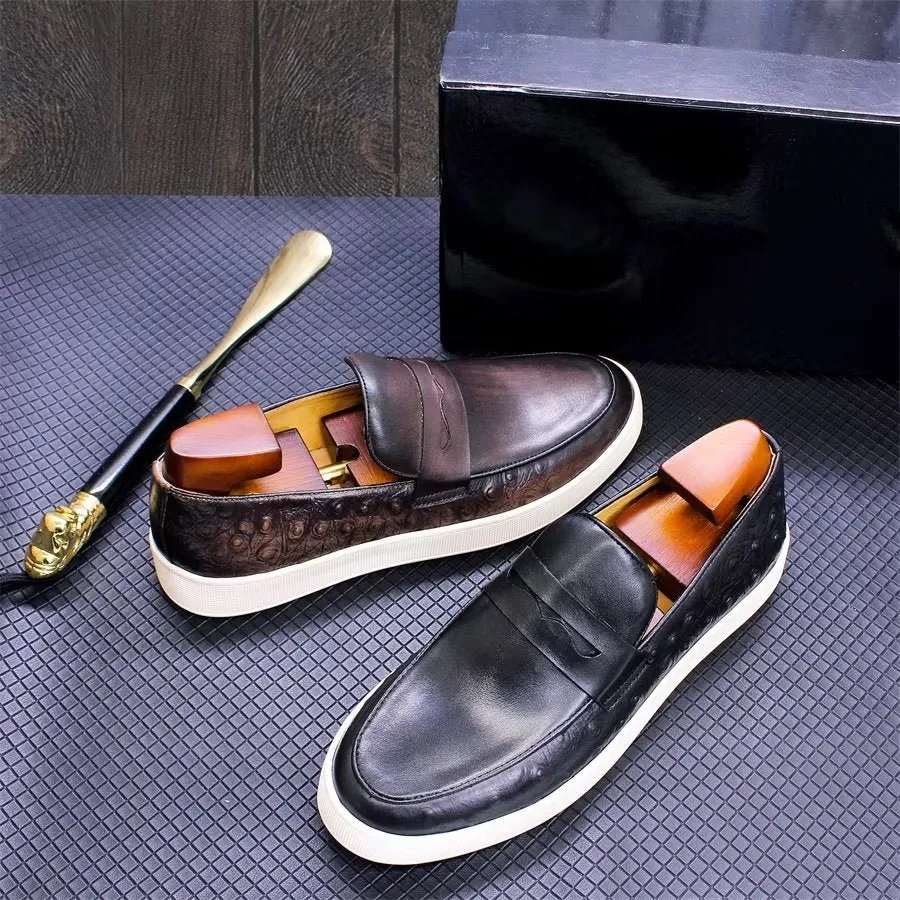 Exotic Leather Chic Slip-on Shoes