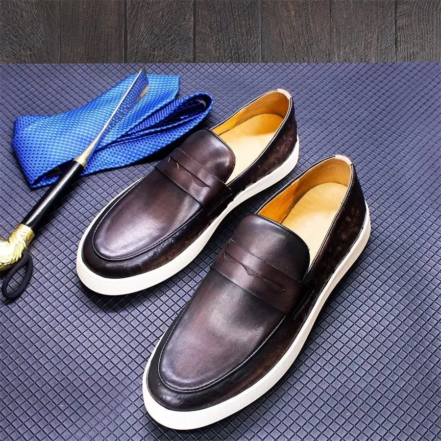 Exotic Leather Chic Slip-on Shoes