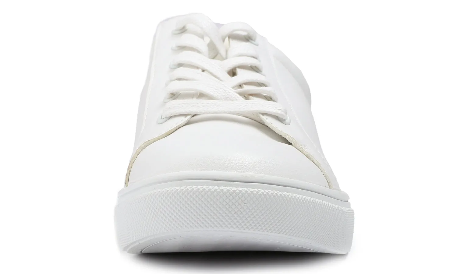 Feversole Women's Featured PU Leather White Rose Gold Lace Up Sneaker