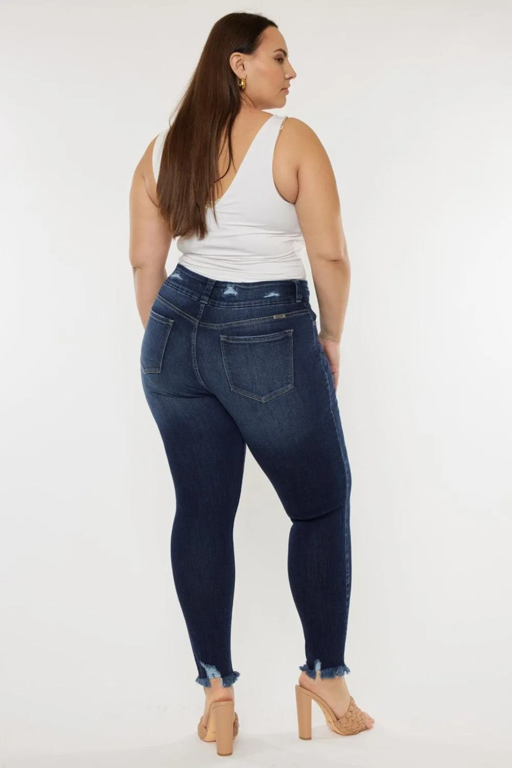 Full Size Raw Hem High Waist Jeans