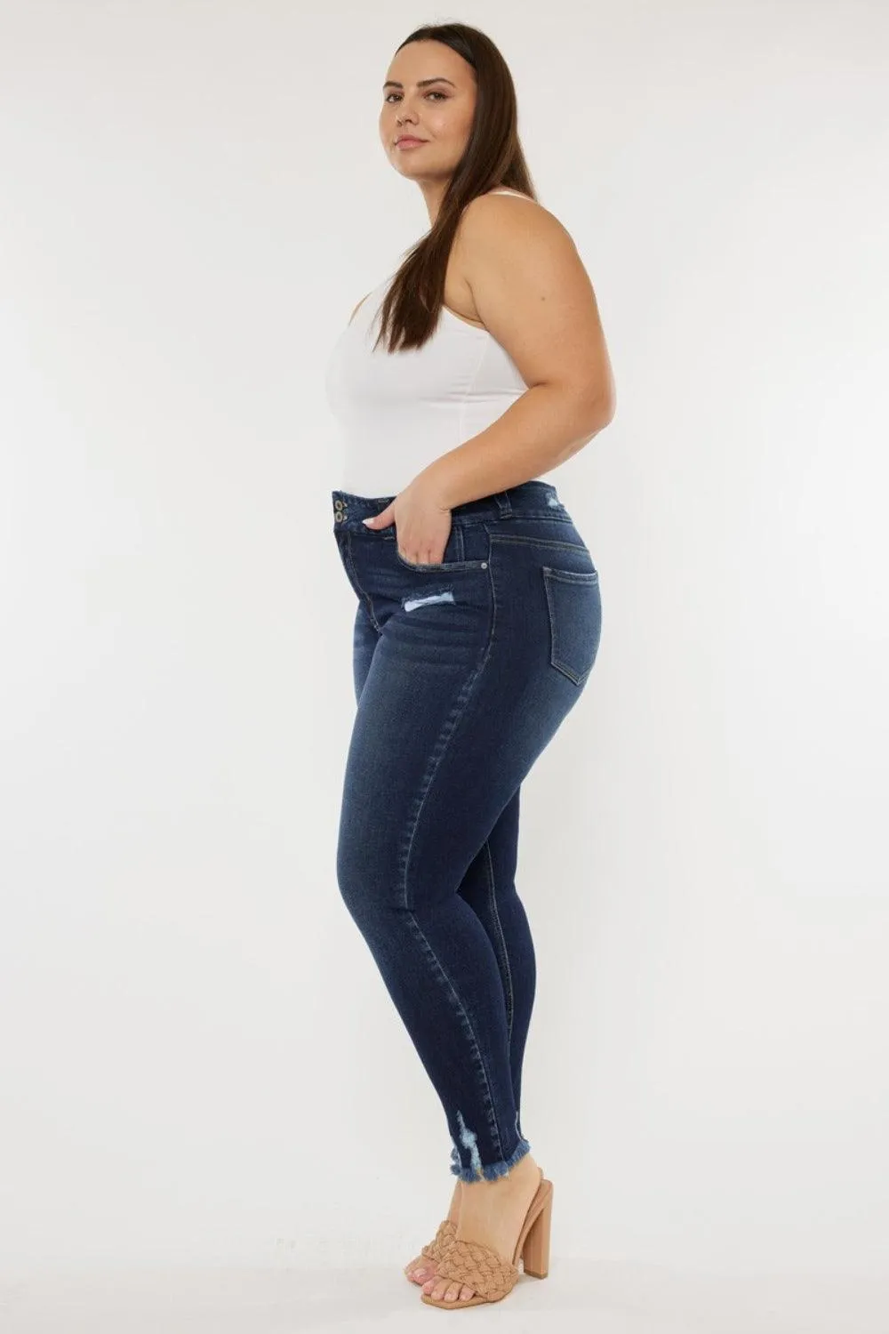 Full Size Raw Hem High Waist Jeans