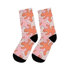 Funky Pink & Orange Lizard Tessellation Crew Socks