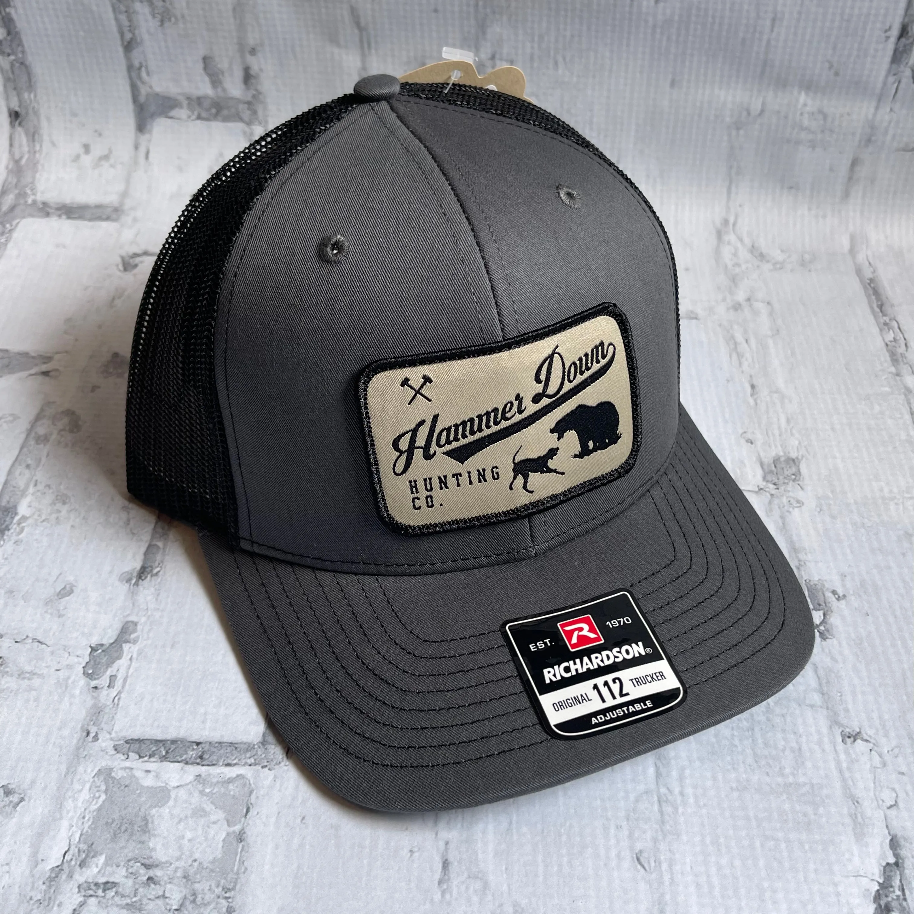 Hammer Down "Bear Hunter" Hat - Charcoal with Woven Patch