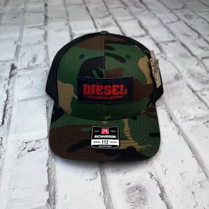 Hammer Down "Diesel" Hat - Camo and Black with Cloth Patch