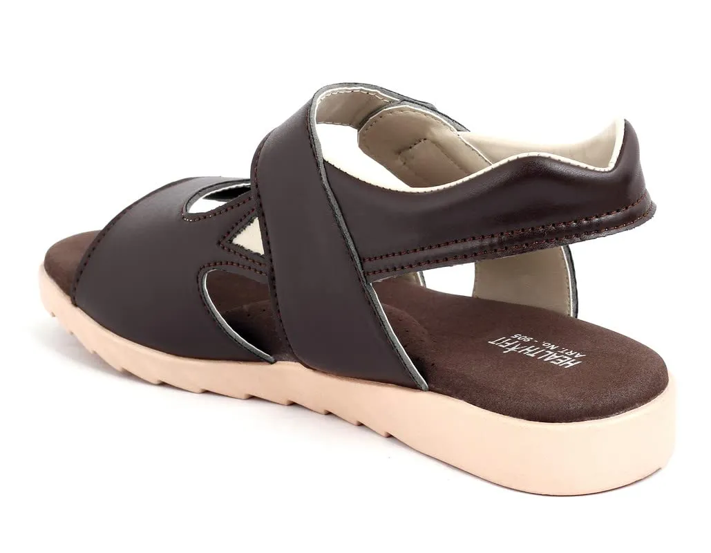 HEALTH FIT Extra Soft Ortho Care Diabetic & Orthopedic Sandal/Doctor Sandal Footwear with Arch Support Women Brown-7