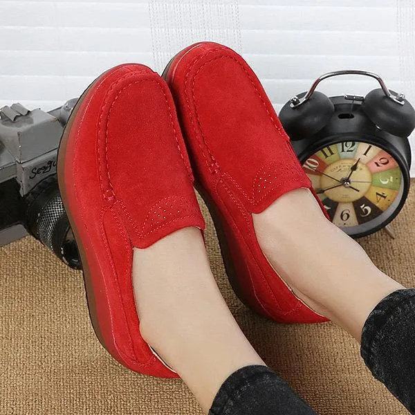 Large Size Rocker Sole Suede Slip On Casual Shoes