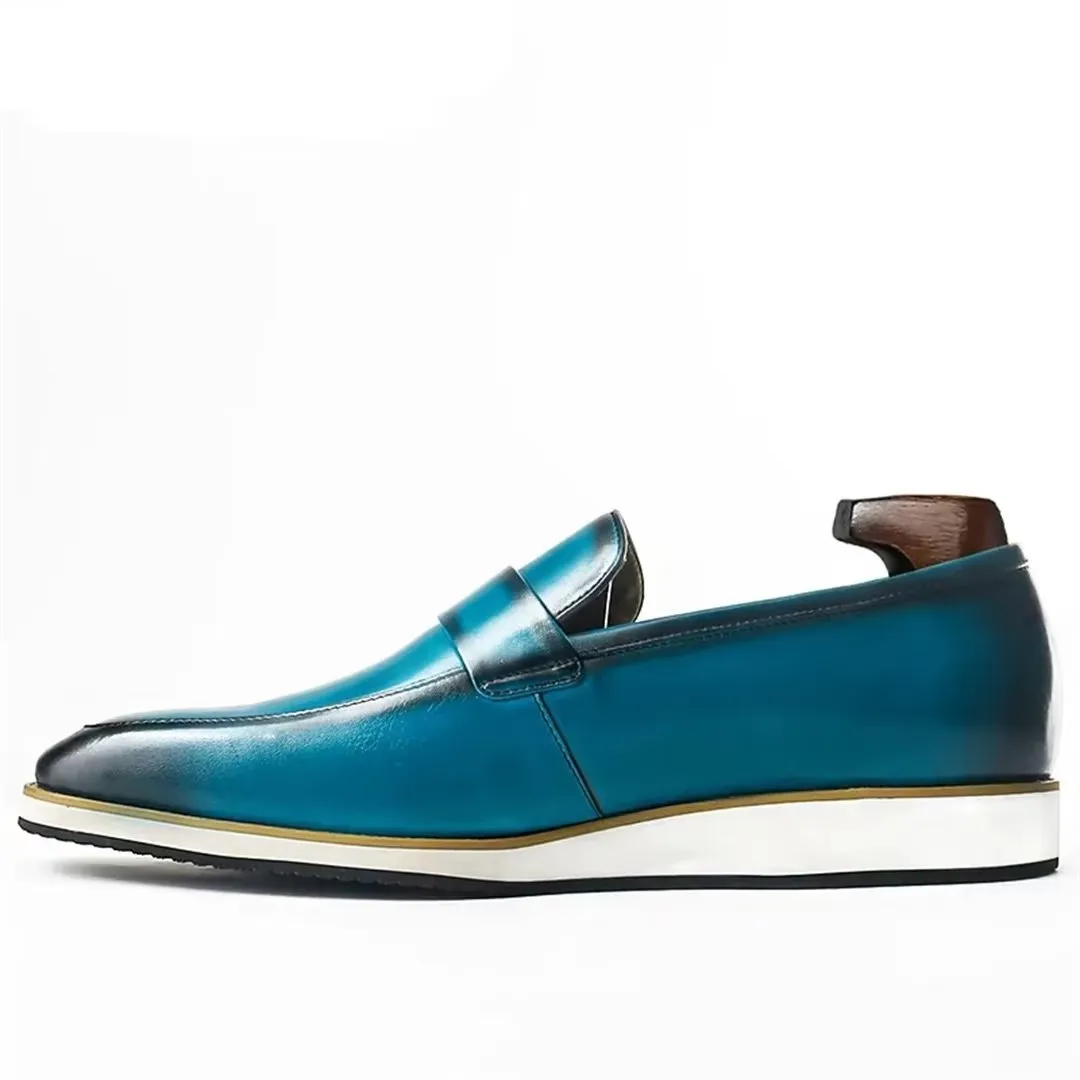 LeatherLuxe Genuine Square-Toe Casual Slip-Ons