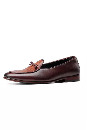 LuxeCroco Glossy Leather Round Oxford Dress Shoes