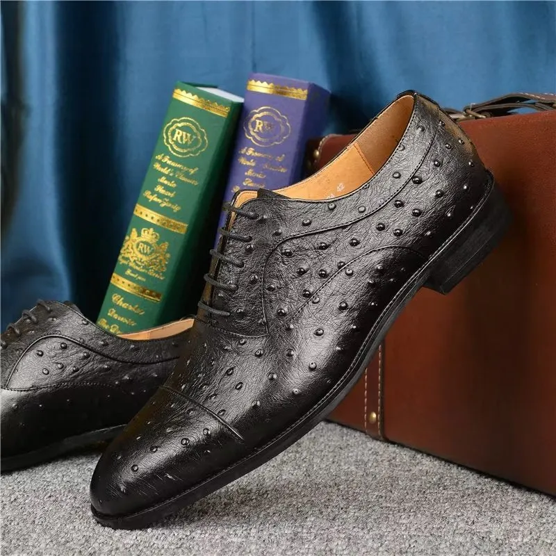 LuxeLeather Exotic Pattern Sophisticated Oxford Dress Shoes