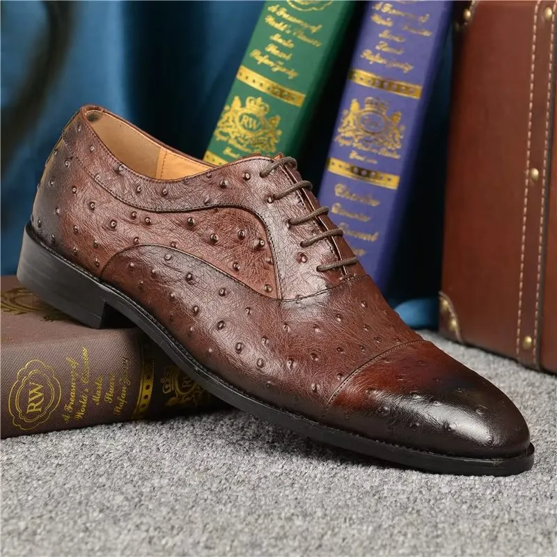 LuxeLeather Exotic Pattern Sophisticated Oxford Dress Shoes