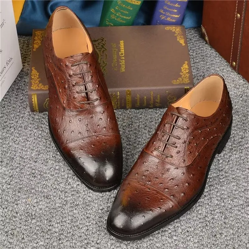 LuxeLeather Exotic Pattern Sophisticated Oxford Dress Shoes