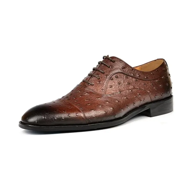 LuxeLeather Exotic Pattern Sophisticated Oxford Dress Shoes