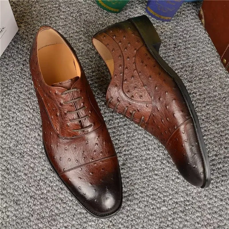 LuxeLeather Exotic Pattern Sophisticated Oxford Dress Shoes